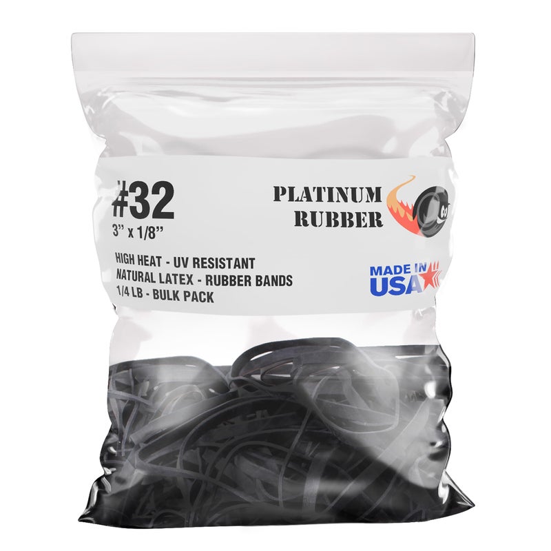 Platinum Rubber Black High Heat UV Resistant #32 Platinum Rubber Crepe Band (3" x 1/8") Premium Angler Rubberbands (32-1/4lb) - Image 1